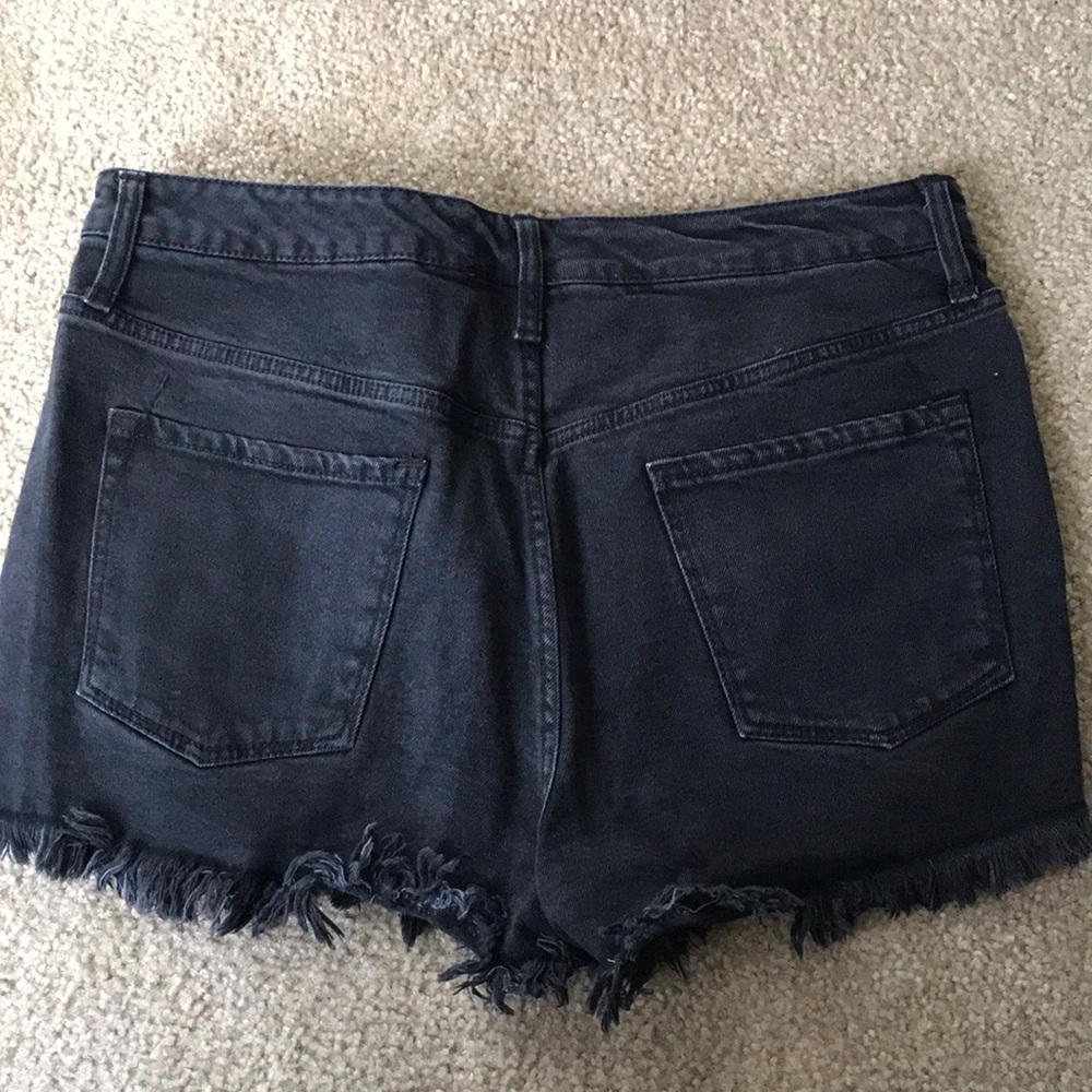 Black Ripped High Rise Shorts - Picture 2 of 3